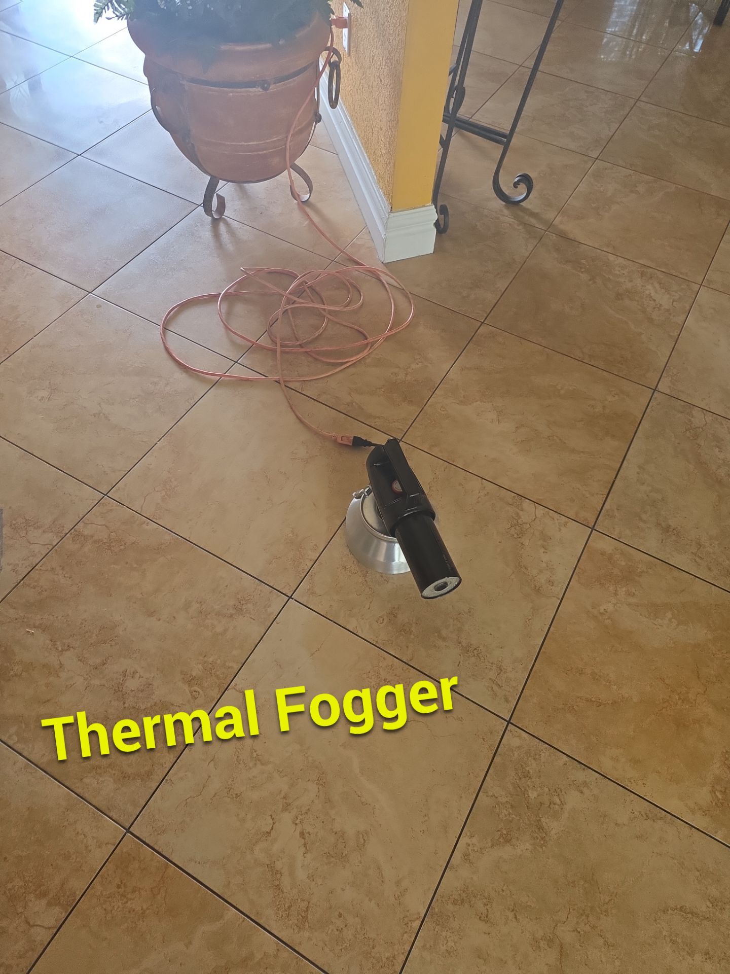 Thermal fogger used for odor elimination during smoke and fire damage restoration